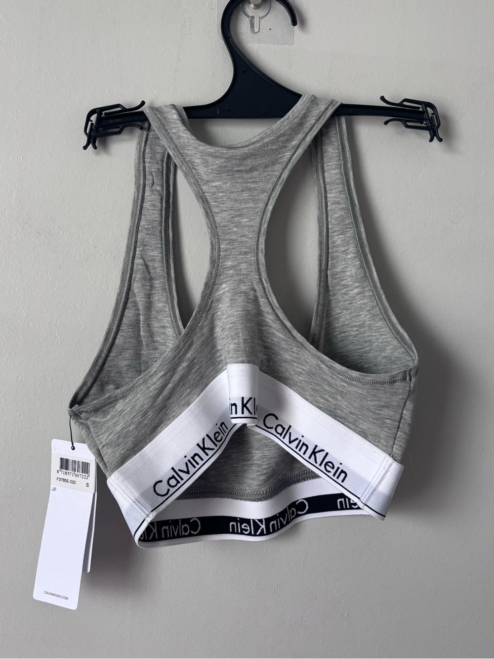 Calvin Klein Modern Cotton Unlined Racerback Bralette | Heather Grey - Picture 3 of 5